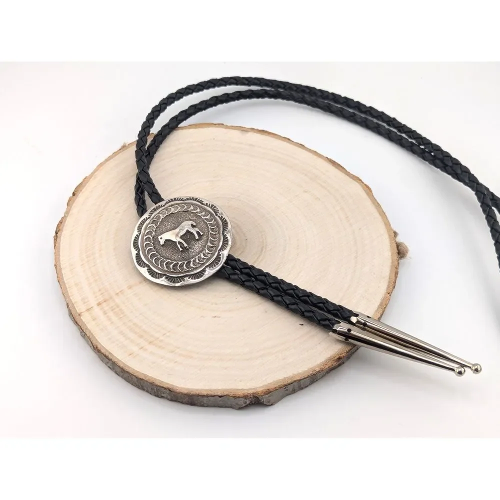 Bolo Tie‎ for Men, Sterling Silver, Horse Design Handmade***